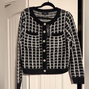 lulus Black and White Checkered Women's Sweater